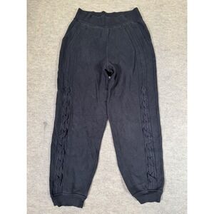 Lululemon Pants Womens 6 Black‎ French Terry Jogger Lace Up Sides Ankle Pockets